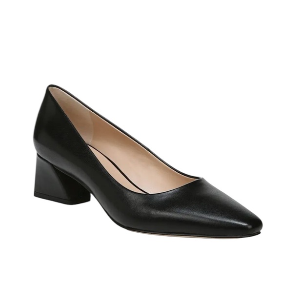 Franco Sarto Jesslyn Black Leather Pump Block Heel Sz 7.5 - Picture 1 of 10